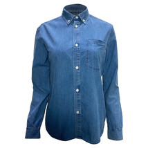 A.P.C. Button-Down Long Sleeve Shirt In Cotton Denim Women Blue Size 36 - $113.05