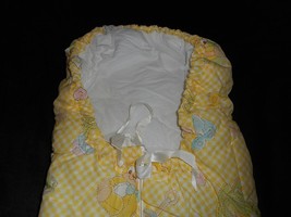 Vintage Jc Penny Baby Infant Teddy Bear Quilt Yellow Zip Up Sleeping Bag Bedding - £36.63 GBP