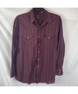 Plains Western Wear Pearl Snap Men&#39;s XL Maroon 3- Snap Cuff Long Sleeve - $162.97 MXN