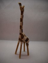 Vintage Wooden Sculpture Giraffe Horse Hair Checker Design Nigeria Clear Hoofs - £54.67 GBP