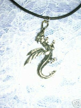 New Finely Detailed Fantasy Flying Dragon Usa Cast Pewter Pendant Adj Necklace - £6.79 GBP