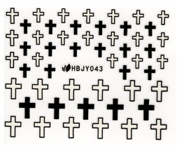 Nail Art 3D Decal Stickers Black Crosses HBJY043 - £2.44 GBP