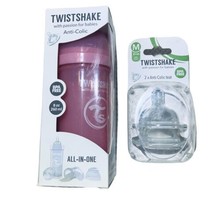 Twistshake 8oz Pink Anti-Colic BPA Free Feeding Bottle All In One Med 2+M/2 Teat - £13.55 GBP