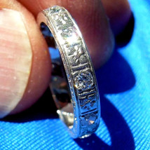 Earth mined Diamond Deco Wedding Band Antique Solid Platinum Eternity Ring S - 5 - $5,001.95 CAD