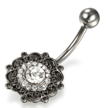 Flower Crystal Belly Ring - $14.00