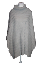 Lole Women&#39;s Knitwear Poncho Gray One Size Cable Knit Turtleneck Side Split - £17.69 GBP