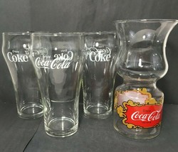 COCA-COLA Drinking Glass Lot 3 Bell Libbey 1 Carafe Hourglass Coke Vtg 70s 80s - £22.20 GBP