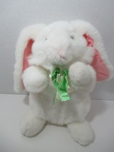 Wondertreats white bunny rabbit plush standing green yellow ribbon bow pink ear - £7.90 GBP