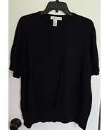 Womens Plus 2X Real Clothes Salon Z Silk Blend Black Short Sleeve Sweater - €24,85 EUR