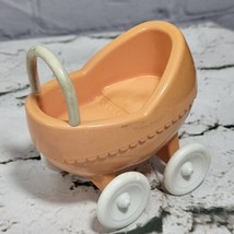 Vtg Little Tikes Dollhouse Pink White Infant Baby Buggy Carriage Stroller Pram - $14.84