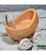 Vtg Little Tikes Dollhouse Pink White Infant Baby Buggy Carriage Strolle... - £11.66 GBP