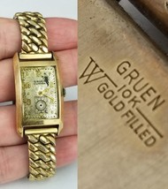 vintage men&#39;s watch Gruen Curvex 10K GOLD filled WORKS parts repair - $947.53 MXN