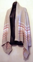 Maurice&#39;s Shawl / Sweater size XL Large Beige Pink Fair-isle Knit Wrap - $19.72