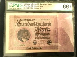 Antique Rare Historical 100,000 German Marks 1923 - PMG Certified UNC GE... - $145.00