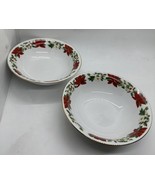 Everyday Gibson Christmas Holiday Poinsettia Cereal Bowls Set of 2 - $12.86
