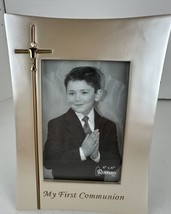 Picture Frame First Communion Unisex Gold Tone Cross Chalice  4x 6&quot; Phot... - £17.01 GBP