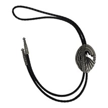 Vtg EJC Native American Navajo Bolo Tie Pewter Pendant with Braided Leather Cord - £29.43 GBP