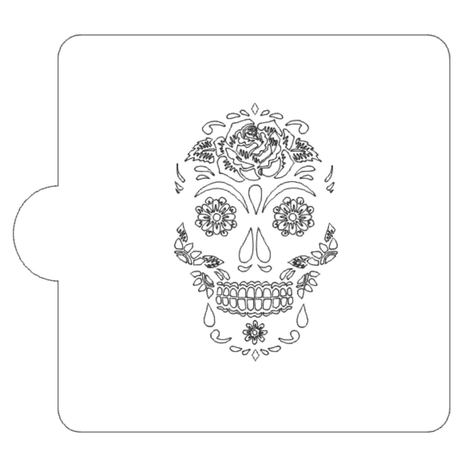 Skull with Rose Design Stencil for Cookies or Cakes USA Made LS9059 - $3.99