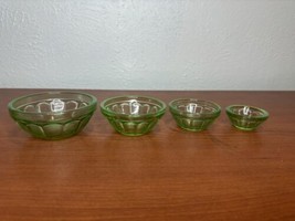 Set 4 Miniature Depression Era Green Glass Nesting Bowls Childrens Dishes - $13.99