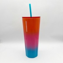 Starbucks Summer 2023 Tumbler Puffy Gradient Pink Orange Blue 24Oz Cold Cup - $19.99