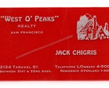 West O Peaks Realty San Francisco Red Cellophane Vtg Business Card BC2 - £16.57 GBP
