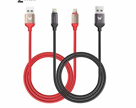 2 Lightning Cable 3.3ft 1M Heavy Duty USB Cord Apple iPhone X 8 7  Black / Red - £7.88 GBP