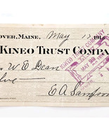 1915 Kineo Trust Company Bank Check E.A. Sampson Dover Maine Signed 7074... - $28.05 CAD