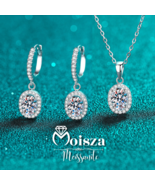 GRA Certified Oval Cut Halo 1 Carat Moissanite 3-Piece S925 Jewelry Set - $2,085.00 MXN+