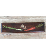 Primitive Wood Plaque Rustic Kitchen Hand Painted Carrot Mushroom Onion ... - £38.53 GBP