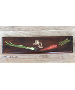 Primitive Wood Plaque Rustic Kitchen Hand Painted Carrot Mushroom Onion ... - £36.82 GBP