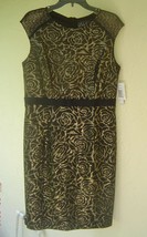 New Alex Evenings Black Gold Floral Sheath Dress Size 12 Size 16 $169 - £56.48 GBP
