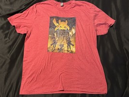Pikachu Anime Mashup Graphic Tee Faux Vintage Look Gildan Softstyle 2XL Red - $23.95