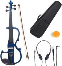 Cecilio 4/4 CEVN-2BL Solid Wood Blue Metallic Electric/Silent Violin with Ebony - £132.68 GBP
