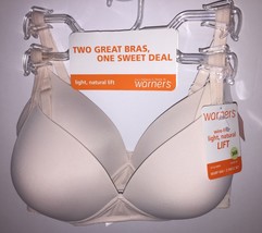 Two WARNERS 4003 Wire Free Light Natural Lift Bras Ivory NWT $60 Retail - $39.59