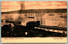 Where Rails Meet Sails Ships Trains Tacoma Washington WA UNP UDB Postcard E13 - £13.86 GBP