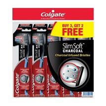 COLGATE Charcoal Infused Toothbrush SlimSoft Bristles Removes Plaque - 5 Units - £15.61 GBP