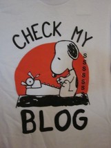 Nwt - P EAN Uts Snoopy &quot;Check My Blog&quot; White Short Sleeve Adult L Tee - £11.78 GBP