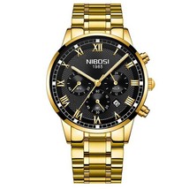 NIBOSI Mens Watches Fashion Gold Watch Men&#39;s Business Stainless Steel Waterproof - £166.09 GBP