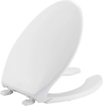 Commercial Heavy Duty Open Front Toilet Seat With Cover, White, Plastic, - £51.08 GBP