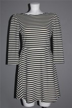 ark &amp; co. Black &amp; White Striped Low Back Belted Stretch Flare Dress Wm&#39;s L NWT - £22.32 GBP