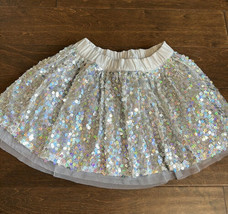 Justice Girls Sequined Skirt sz 8 tulle lining Gray Silver Party Formal - £13.46 GBP