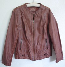 Sebby Collection Faux Leather Moto Jacket XXL Vegan Brown Vintage Distre... - £23.58 GBP