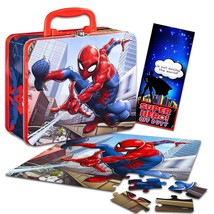 Marvel Spiderman 48 Piece Puzzle in Tin Lunchbox, Red, Blue, White - $29.99