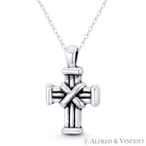 Rustic X-Rope Cross Potent Christian Charm Oxidized .925 Sterling Silver Pendant - £10.01 GBP+