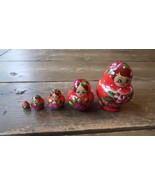 Vintage Red 3&quot; 5 Piece Nesting Dolls - £15.79 GBP