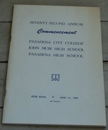 Nice Vintage Commencement Program, Pasadena City College, 1961, VG COND - $10.85 CAD