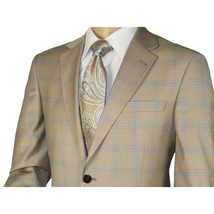 Men Suit BERLUSCONI Turkey Italian Wool 180's Glenn Plaid K167-07 Beige Blue image 8