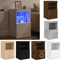 Modern Wooden Sideboard Storage Cabinet Unit With LED Lights 1 Door Open Storage - £48.50 GBP+