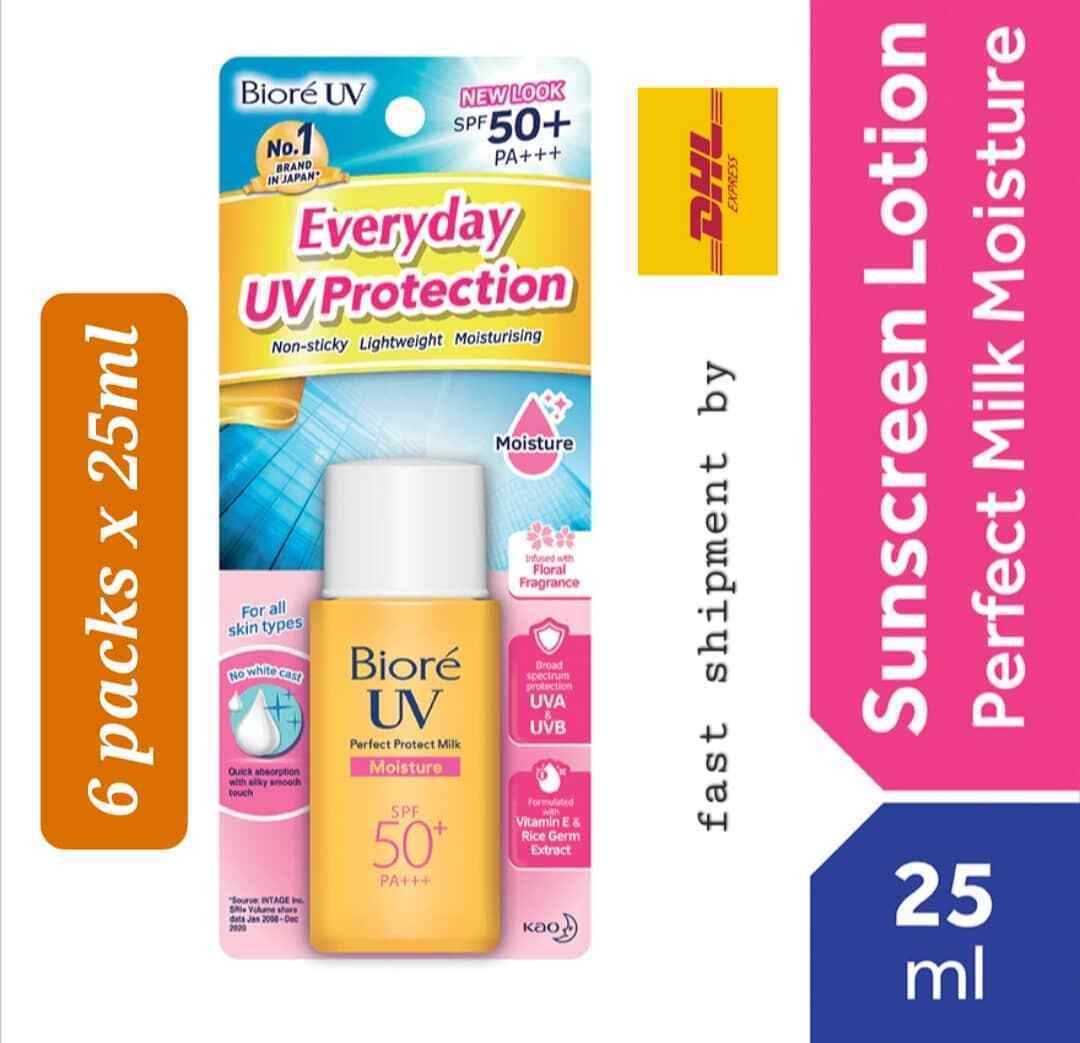 Biore UV Perfect Protect Milk Moisture SPF 50+ PA+++ 25ml x 6 packs- DHL Express - £69.98 GBP