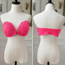 Victoria’s Secret Electric Melon Pink Lace Bling Strapless Bra Magnetic ... - $608.18 MXN